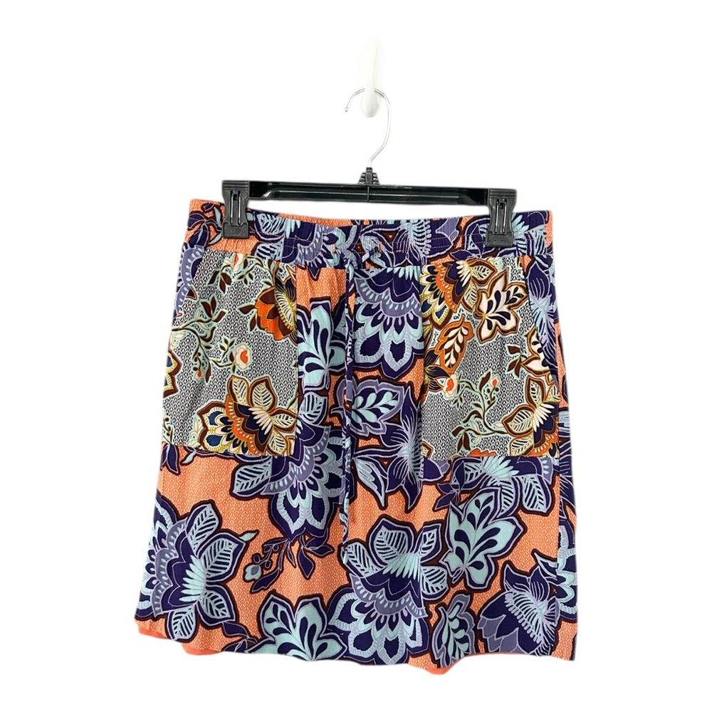 LOFT Floral Print Purple and Orange Mini Skirt Size Small